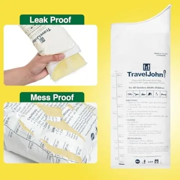 TravelJohn Disposable Urinal for Emergencies and Travel - 6 Pack