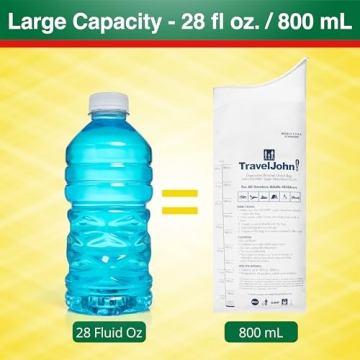 TravelJohn Disposable Urinal for Emergencies and Travel - 6 Pack