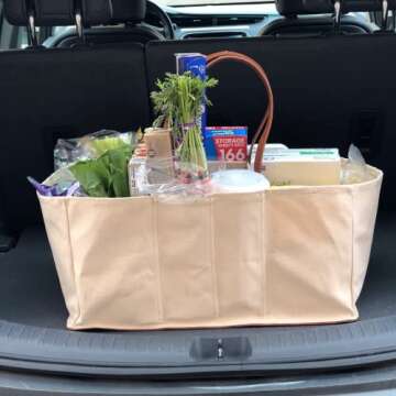 CapaBunga Grocery Tote Bag with Handles - 5 Pocket Large Utility Tote Bag - Heavy Duty Canvas Utilit...