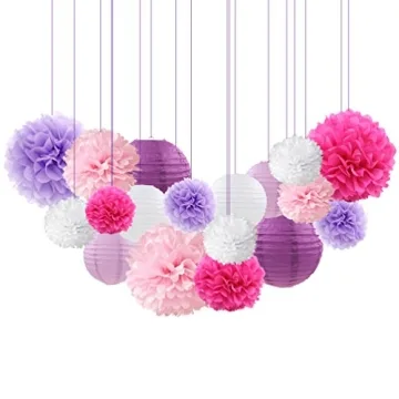 Purple Lantern & Paper Flower Set for All Celebrations