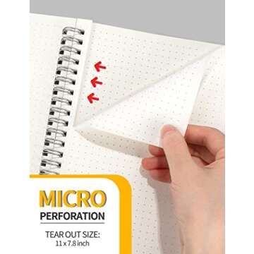 SUNEE Spiral Dotted Notebooks - Large Spiral Bullet Journals, 8.5" x 11", 120gsm Thick Dotted Paper, 3 Pack Dot Grid Notebook for Women, School, Office, 64 Sheets, Blue, Pink, Transparent