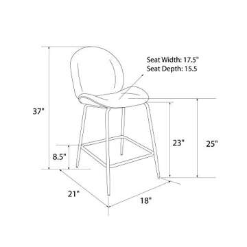 CosmoLiving by Cosmopolitan Astor Upholstered, Pink Velvet with Brass Metal Leg Counter Stool