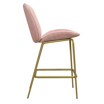 CosmoLiving by Cosmopolitan Astor Upholstered, Pink Velvet with Brass Metal Leg Counter Stool