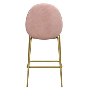 CosmoLiving by Cosmopolitan Astor Upholstered, Pink Velvet with Brass Metal Leg Counter Stool
