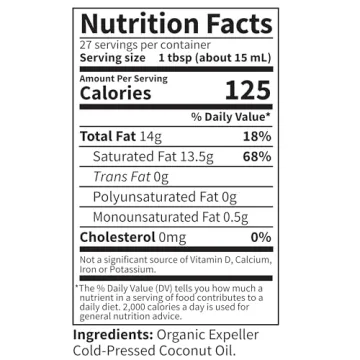 Garden of Life Organic Extra Virgin Coconut Oil - Unrefined Cold Pressed Plant Based Oil for Hair, Skin & Cooking, 14 Fl Oz