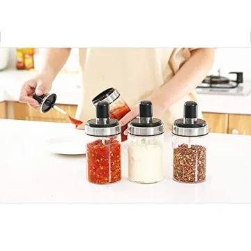 TENTA Kitchen 3 Spice Jars Set with Combination Spoon Lid