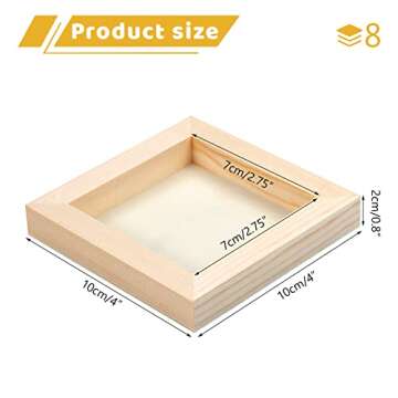 BILLIOTEAM 8 Pack Unfinished Square Wood Panels,4" x 4"/10cm x 10cm,Blank Wooden Canvas Cradled Pain...