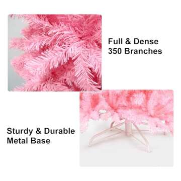 4.5ft Pink Christmas Tree with LED Lights for Girls