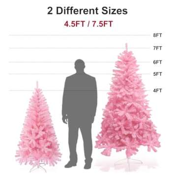 4.5ft Pink Christmas Tree with LED Lights for Girls