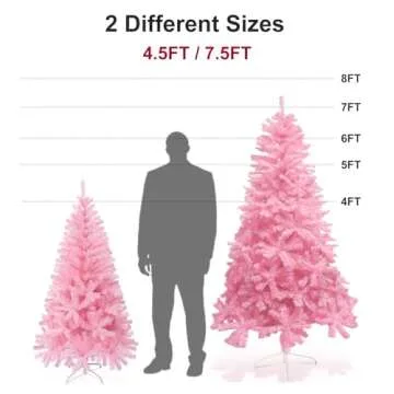 4.5ft Pink Christmas Tree with LED Lights for Girls