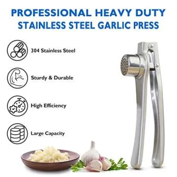 AIMAIAIMAI Heavy Duty Garlic Press - Professional Stainless Steel Mincer