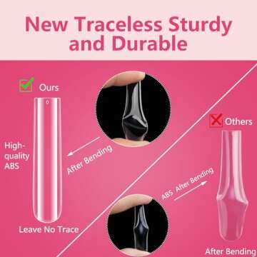 Quaferen Clear Square Nail Tips, 504Pcs XXXL Extra Long Tapered Square Straight Acrylic Nail Tips, Full Cover No C Curve Gel Nail Tips False Nail Extension Tips for Nail Art