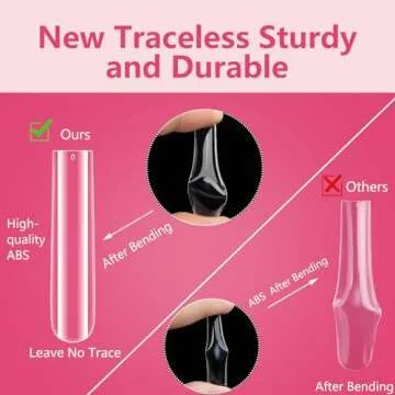 Quaferen Clear Square Nail Tips, 504Pcs XXXL Extra Long Tapered Square Straight Acrylic Nail Tips, Full Cover No C Curve Gel Nail Tips False Nail Extension Tips for Nail Art