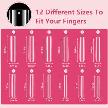 Quaferen Clear Square Nail Tips, 504Pcs XXXL Extra Long Tapered Square Straight Acrylic Nail Tips, Full Cover No C Curve Gel Nail Tips False Nail Extension Tips for Nail Art