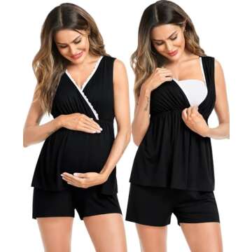 SWOMOG Womens Maternity Robe Set 3 Piece Nursing Pajamas for Breastfeeding 3 in 1 Labor Delivery Nur...