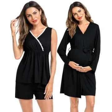 Premium SWOMOG Maternity Robe Nursing Pajamas Set