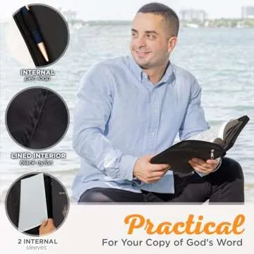 Christian Art Gifts Men/Women's Bible Cover Jesus Fish, Black Canvas, Small