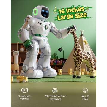 Ruko 1088 Large Robot Toys for Kids, Voice and App Control, Smart Remote Control Carle Robots, Programmable Interactive Music Girls Boys Toys, Gifts for Kids 4 5 6 7 8 9 Year Old, Green