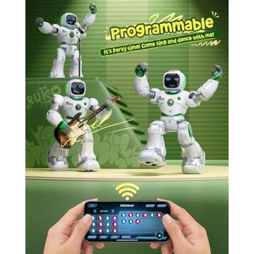 Ruko 1088 Large Robot Toys for Kids, Voice and App Control, Smart Remote Control Carle Robots, Programmable Interactive Music Girls Boys Toys, Gifts for Kids 4 5 6 7 8 9 Year Old, Green