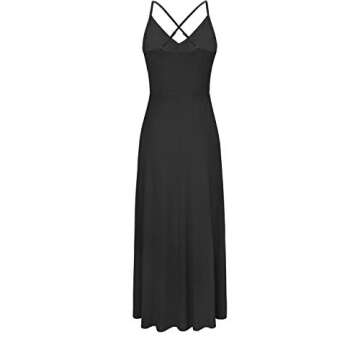 KILIG Women's V Neck Sleeveless Casual Summer Sundresses Asymmetrical Solid Long Maxi Dresses(Black,Small)