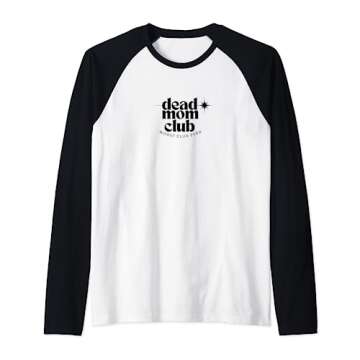 Dead Mom Club Summer 2023 Black Raglan Baseball Tee - Comfortable and Stylish