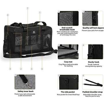 X-ZONE PET Cat Carrier Pet Carrier Portable Kitten Carrier for Small Medium Cats Under 25 Lbs,Cat Carrying Case with Removable Fleece Pad,Airline Approved Soft Sided Pet Travel Carrier