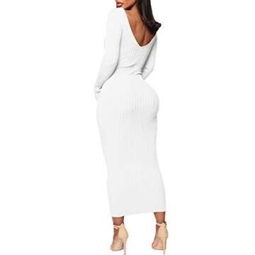 Women's Sexy Off Shoulder Long Sleeves Sweater Dress Knit Slim Cardigans White Outfits