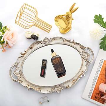 Yujiko Mirrored Tray for Makeup Jewelry Display