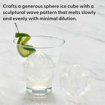 W&P Design Ripple Single Ice Mold, Perfect Etched Sphere, Slow Melting for Whiskey and Cocktails, Fo...