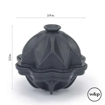 W&P Design Ripple Single Ice Mold, Perfect Etched Sphere, Slow Melting for Whiskey and Cocktails, Food Grade Premium Silicone, Dishwasher Safe, BPA Free