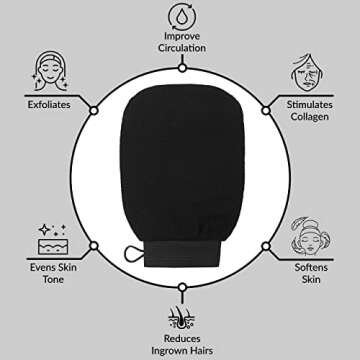 Valitic Exfoliating Glove Body Scrubber - Exfoliating Mitt Dead Skin Remover, Shower Face and Body Exfoliator - Korean Style Skin Scrubber Washcloth - Spray and Self Tan Remover, Pair Black