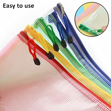 JIANYI Mesh Zipper Pouch, Waterproof Zipper Bags, A4 Size Multipurpose Mesh Bags with Zipper for Organizing Office Supplies, School and Travel Accessories
