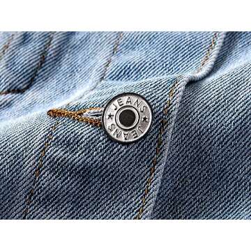 Kedera Women Pearls Beading Denim Jacket Long Sleeve Button Down Distressed Ripped Jean Coat