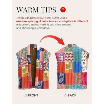 Yimoon Women's Cropped Puffer Vest Floral Print Lightweight Sleeveless Quilted Jacket Open Front Padded Gilet Outwear(FloralA-S)