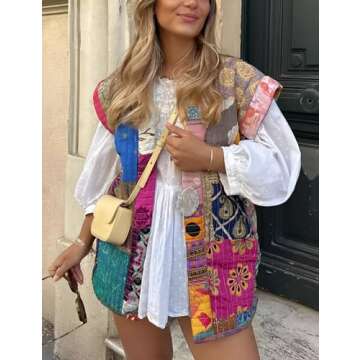 Yimoon Women's Cropped Puffer Vest Floral Print Lightweight Sleeveless Quilted Jacket Open Front Padded Gilet Outwear(FloralA-S)