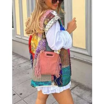 Yimoon Women's Cropped Puffer Vest Floral Print Lightweight Sleeveless Quilted Jacket Open Front Padded Gilet Outwear(FloralA-S)