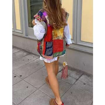 Yimoon Women's Cropped Puffer Vest Floral Print Lightweight Sleeveless Quilted Jacket Open Front Padded Gilet Outwear(FloralA-S)