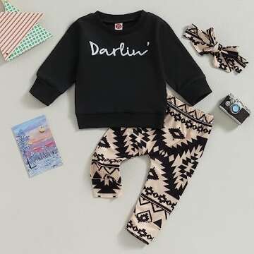 Adorable CIYCUIT Baby Girl Western Outfit Set for 0-24 Months