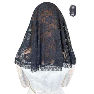 Grettytling Lace Mantilla Veil Soft and comfortable 7 Colors Spanish Style Rose Lace Veil Head Cover...