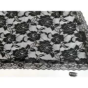 Grettytling Lace Mantilla Veil Soft and comfortable 7 Colors Spanish Style Rose Lace Veil Head Covering D Shape (Black)