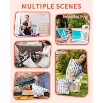 babygoal Wet Dry Bags for Baby Cloth Diapers, Washable Travel Bags, Beach, Pool, Gym Bag for Swimsuits & Wet Clothes with Two Zippered Pockets 3 Pack 3LN08