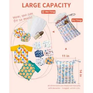 babygoal Wet Dry Bags for Baby Cloth Diapers, Washable Travel Bags, Beach, Pool, Gym Bag for Swimsuits & Wet Clothes with Two Zippered Pockets 3 Pack 3LN08