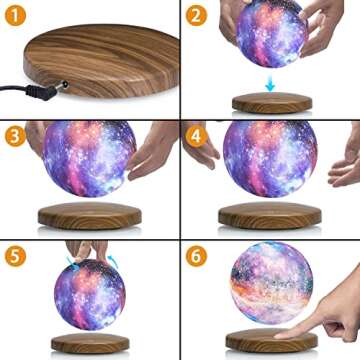 DTOETKD Levitating Galaxy Moon Lamp, 18 Colors 3D Moon Light Floating and Spinning with Remote & Magnetic Dark Base, Room Decor Night Light, Birthday Thanksgiving Christmas Gifts for Kids/Friends