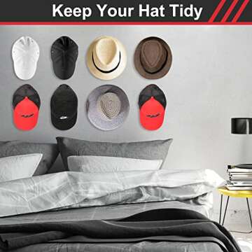 Mirfane Adhesive Hat Rack - No Drilling, 12 Hooks