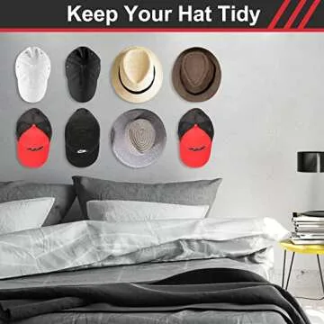 Mirfane Adhesive Hat Rack - No Drilling, 12 Hooks