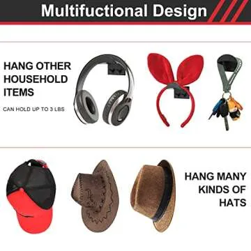 Mirfane Adhesive Hat Rack - No Drilling, 12 Hooks