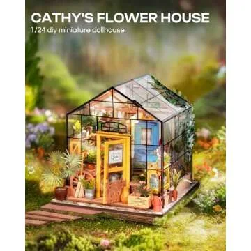 Rolife DIY Miniature House Kit-Mini Diorama 1/18 Greenhouse Model Building Kit with LED, Crafts for ...