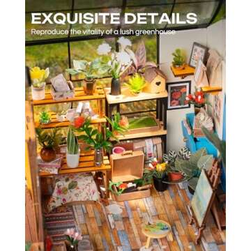 Rolife DIY Miniature House Kit-Mini Diorama 1/18 Greenhouse Model Building Kit with LED, Crafts for Adults Hobby Christmas Birthday Gift for Boys Girls Mom Home Decor (Cathy's Flower House)