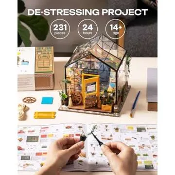 Rolife DIY Miniature House Kit-Mini Diorama 1/18 Greenhouse Model Building Kit with LED, Crafts for Adults Hobby Christmas Birthday Gift for Boys Girls Mom Home Decor (Cathy's Flower House)