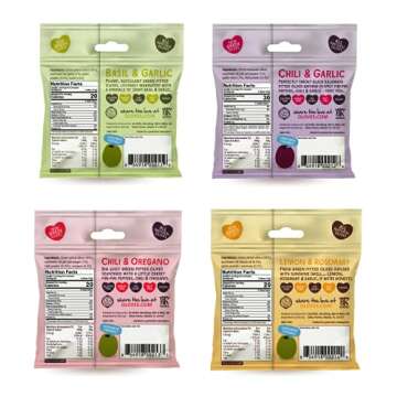 OLOVES Natural Whole Pitted Olives | 12 Pack Variety | Basil & Garlic, Chili & Oregano, Lemon & Rose...
